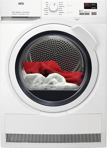 AEG T7DBK841N - White 8KG Heat Pump Condenser Dryer - A++ energy