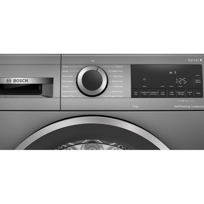 Bosch Series 6 WQG245R9GB - Graphite 9KG Heat Pump Condenser Dryer, - A++ energy