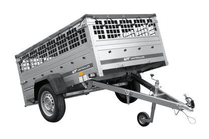 Autoanhänger 200×125 UNITRAILER GARDEN 201 KIPP mit Gitterwänden, H-0-Rahmen und grauer Plane