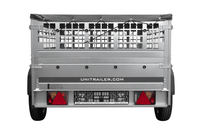 Autoanhänger 200×125 UNITRAILER GARDEN 201 KIPP mit Gitterwänden, H-0-Rahmen und grauer Plane