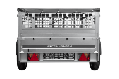 Autoanhänger 200×125 UNITRAILER GARDEN 201 KIPP mit Gitterwänden, H-0-Rahmen und grauer Plane