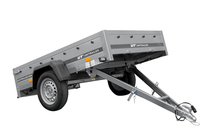Autoanhänger 200×125 UNITRAILER GARDEN 201 KIPP mit Gitterwänden, H-0-Rahmen und grauer Plane