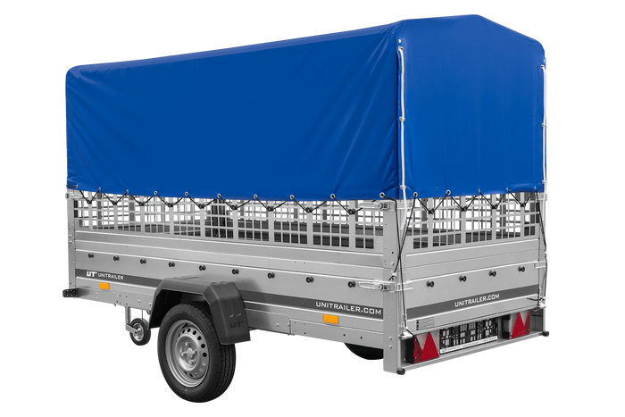 Einachsanhänger GARDEN TRAILER 264 KIPP mit Laubgitteraufsatz, Hochplane, Hochspriegel und Stützrad