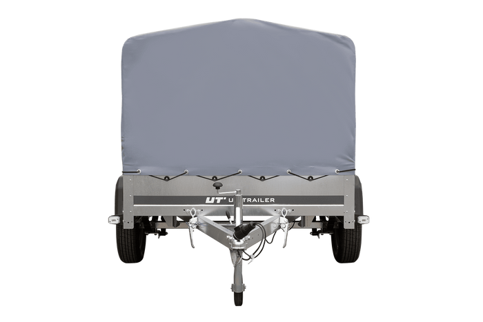 Einachsanhänger auf Blattfedern 200×125 UNITRAILER GARDEN 201/R KIPP mit H-800-Rahmen und grauer Plane