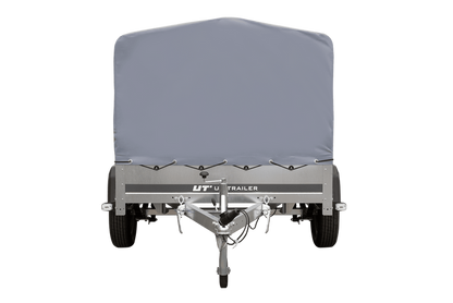 Einachsanhänger auf Blattfedern 200×125 UNITRAILER GARDEN 201/R KIPP mit H-800-Rahmen und grauer Plane