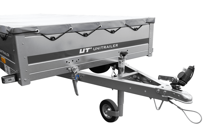 GARDEN TRAILER 264/2 KIPP MIT STÜTZRAD, GRAUE FLACHPLANE UND PLANENTRÄGER