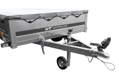 GARDEN TRAILER 264/2 KIPP MIT STÜTZRAD, GRAUE FLACHPLANE UND PLANENTRÄGER