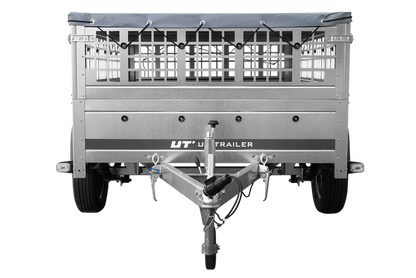 PKW-Anhänger auf Federn 200×125 UNITRAILER GARDEN 201/R KIPP mit Gitterwänden, H-0-Rahmen und grauer Plane