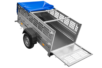 Pkw Planenanhänger GARDEN TRAILER 200 KIPP mit Laubgitteraufsatz, Stützrad, Flachplane und Planenträger