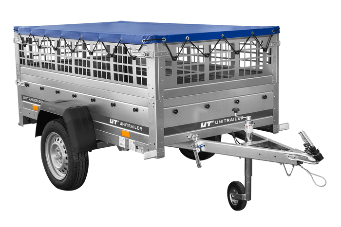 Pkw Planenanhänger GARDEN TRAILER 200 KIPP mit Laubgitteraufsatz, Stützrad, Flachplane und Planenträger