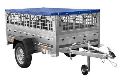 Pkw Planenanhänger GARDEN TRAILER 200 KIPP mit Laubgitteraufsatz, Stützrad, Flachplane und Planenträger