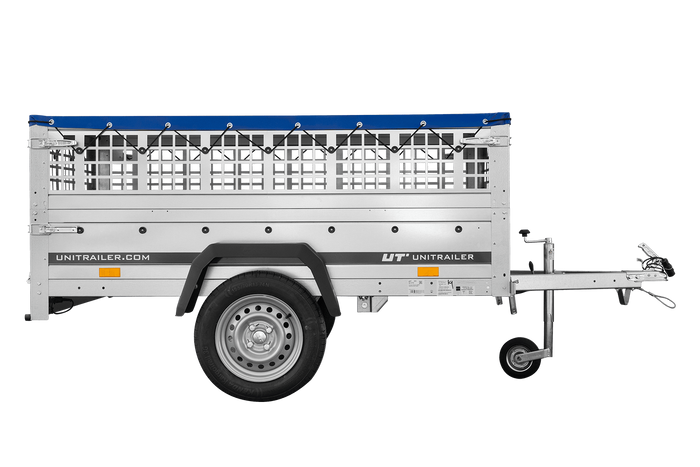 Pkw Planenanhänger GARDEN TRAILER 200 KIPP mit Laubgitteraufsatz, Stützrad, Flachplane und Planenträger