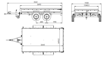 Zweiachsanhänger 264×150 UNITRAILER GARDEN 265/2 KIPP mit H-800 Rahmen und grauer Plane
