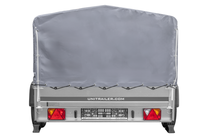 Zweiachsanhänger 264×150 UNITRAILER GARDEN 265/2 KIPP mit H-800 Rahmen und grauer Plane