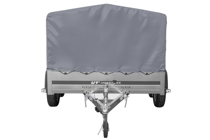 Zweiachsanhänger 264×150 UNITRAILER GARDEN 265/2 KIPP mit H-800 Rahmen und grauer Plane