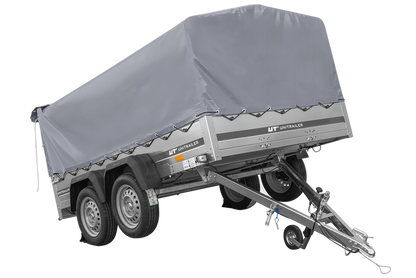 Zweiachsanhänger 264×150 UNITRAILER GARDEN 265/2 KIPP mit H-800 Rahmen und grauer Plane