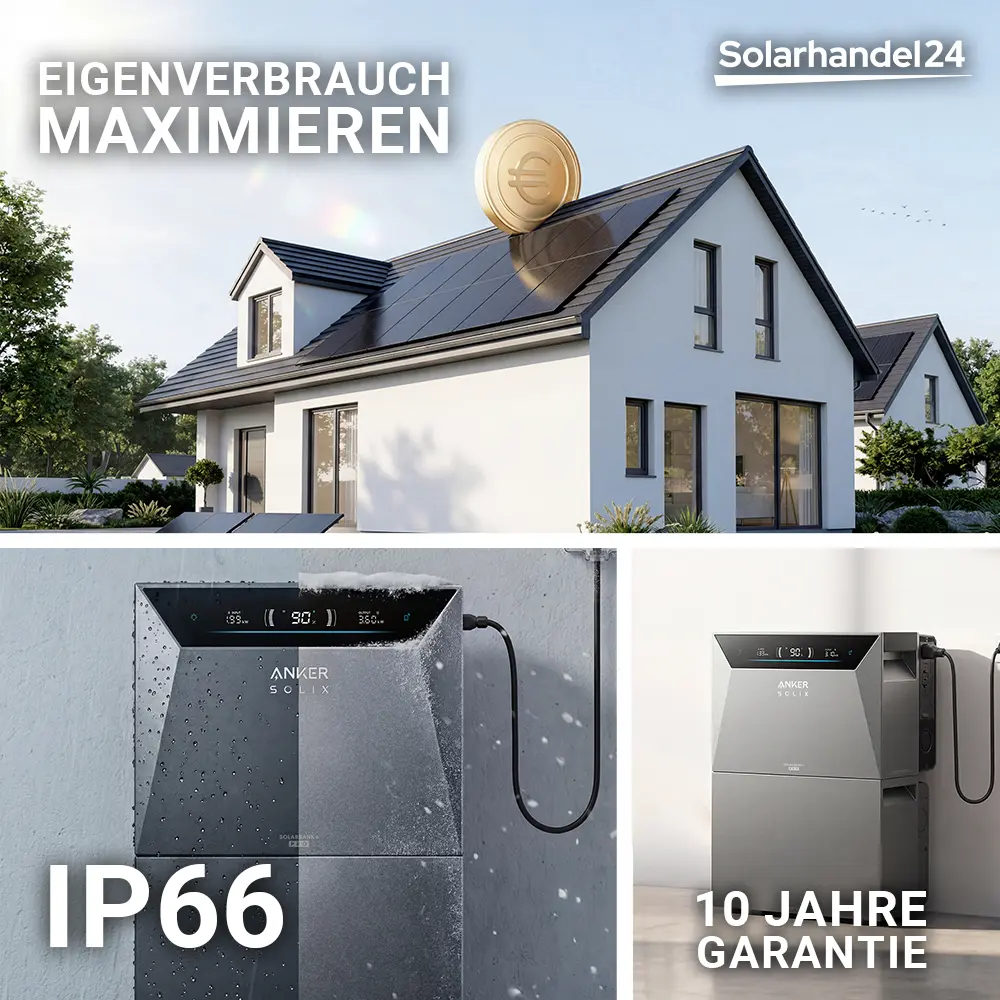 800W/1000W Balkonkraftwerk mit Speicher - 2x Jolywood 500W Full Black bifazial & Anker Solix Solarbank 4 Pro