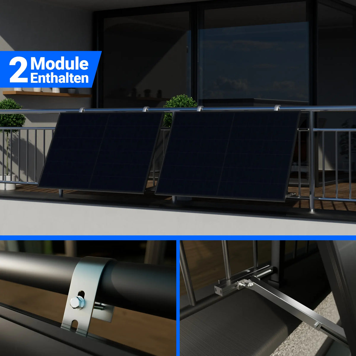 800W/1000W Balkonkraftwerk mit Speicher - 2x Jolywood 500W Full Black bifazial & Anker Solix Solarbank 4 Pro