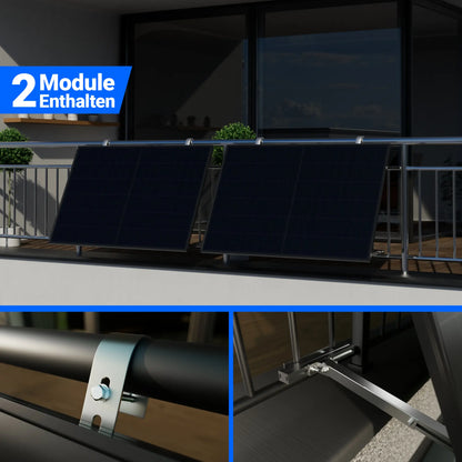 800W/1000W Balkonkraftwerk mit Speicher - 2x Jolywood 500W Full Black bifazial & Anker Solix Solarbank 4 Pro