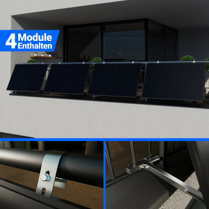 2000W Balkonkraftwerk mit Speicher - 4x Jolywood 500W Full Black bifazial & Anker Solix Solarbank 4 Pro