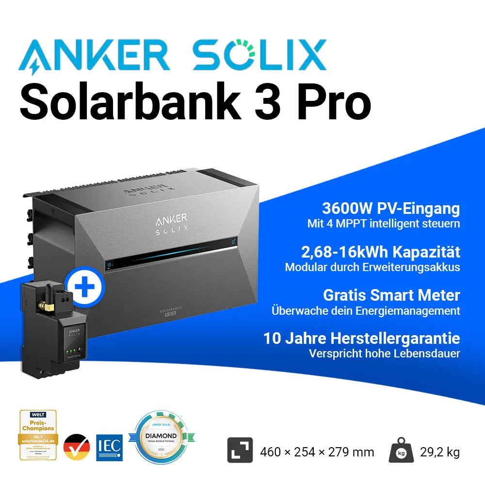 Anker SOLIX Solarbank 3 E2700 Pro inkl. Smart Meter mit Speicheroption