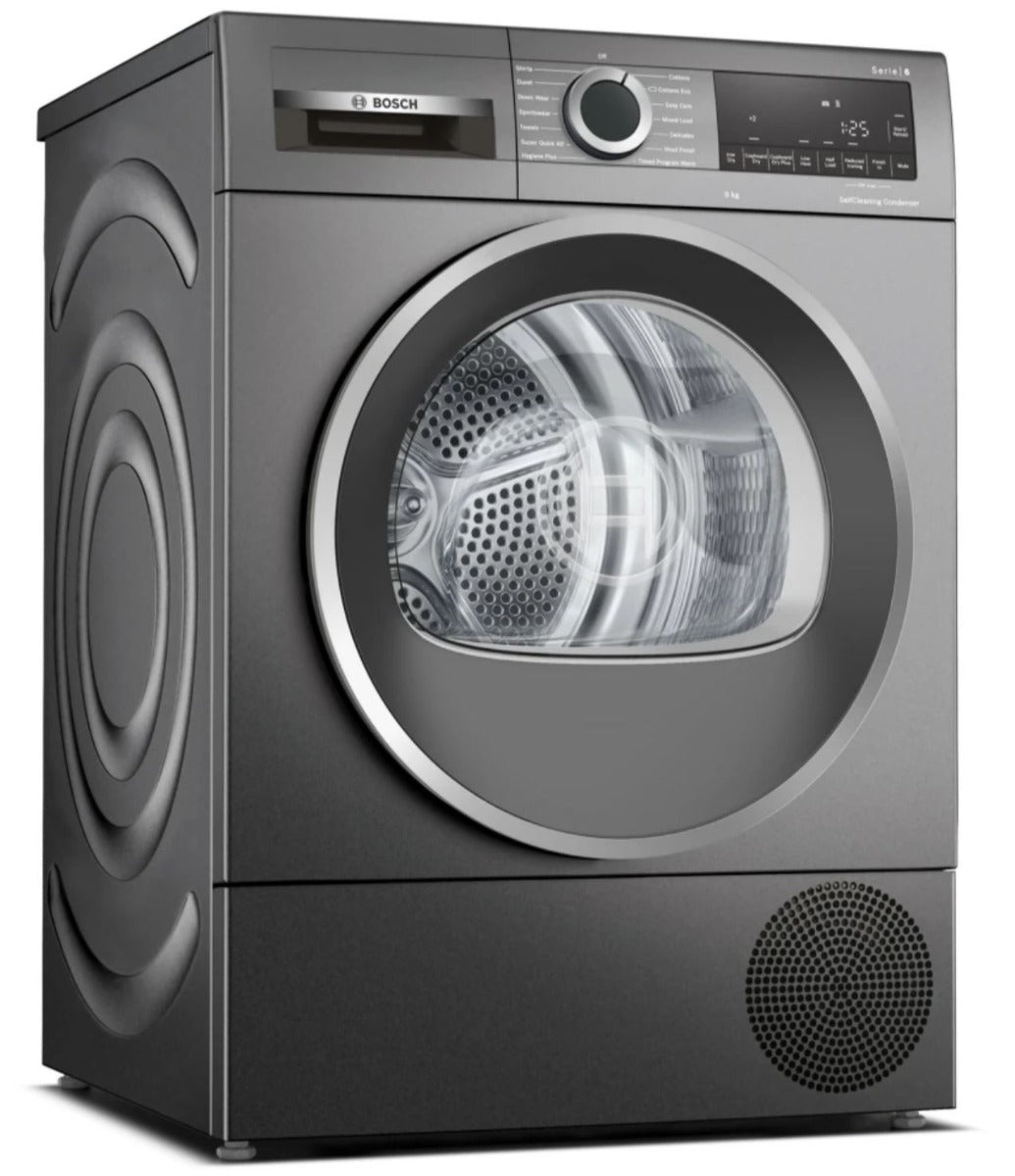 Bosch Series 6 WQG245R9GB - Graphite 9KG Heat Pump Condenser Dryer, - A++ energy